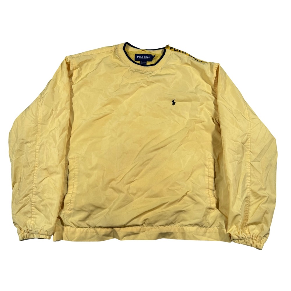 Polo Golf Ralph Lauren Windbreaker Mens Large Yellow Shoulder Zip Pullover